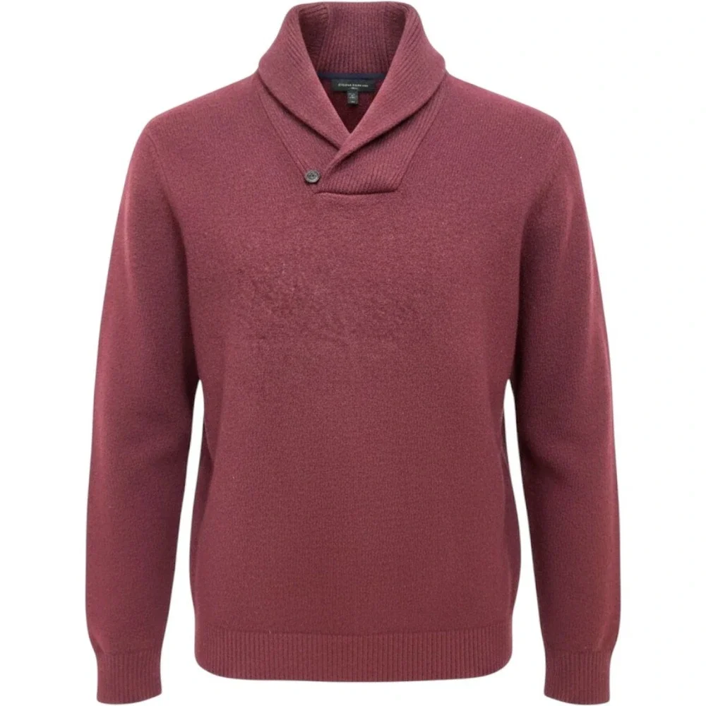 Banana Republic Mens Shawl Collar‎ Sweater Burgundy Maroon Knit Pullover Large